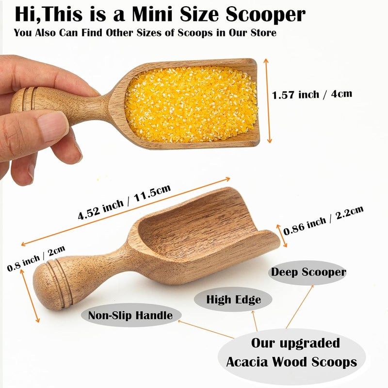 CDEHQFB Wooden Scoops for Canisters 3PCS Wooden Scoop for Jars Acacia Mini Measuring Spoons for Ground Coffee Scoops Shovel Kitchen Scooping for Tea Powder & Bath Salt Laundry Detergent Shove- Multipurpose - Image 2